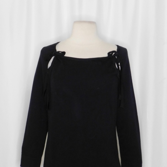 ANTHROPOLOGIE Siobhan Black Cheeky Ties Cutout Sweater Pullover Cotton Medium - Picture 4 of 16